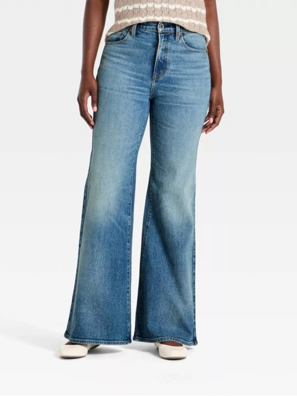 Women's High-Rise 70's Flare Jeans - Universal Thread Medium Wash Blue 4 Long